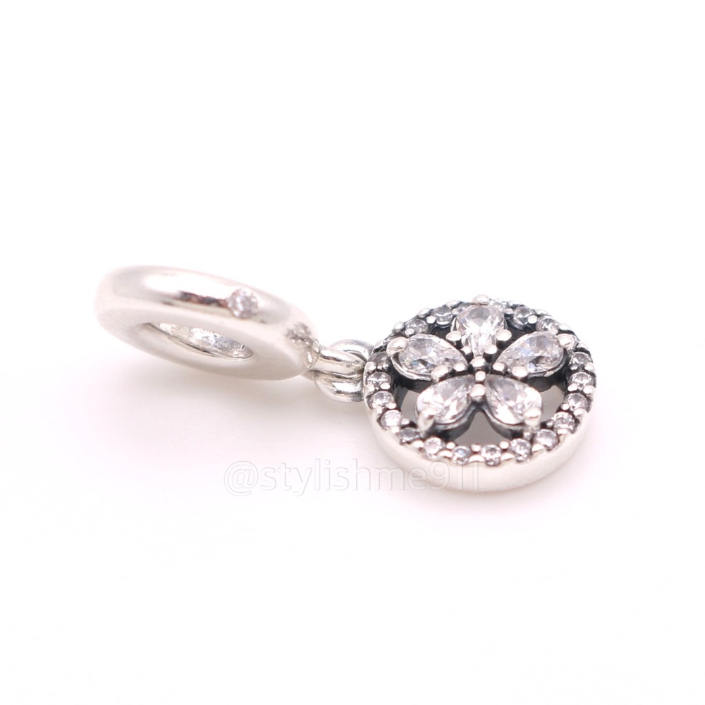 Authentic PANDORA Sterling Silver Sparkling Snowflake Circle Dangle Charm - Picture 7 of 10